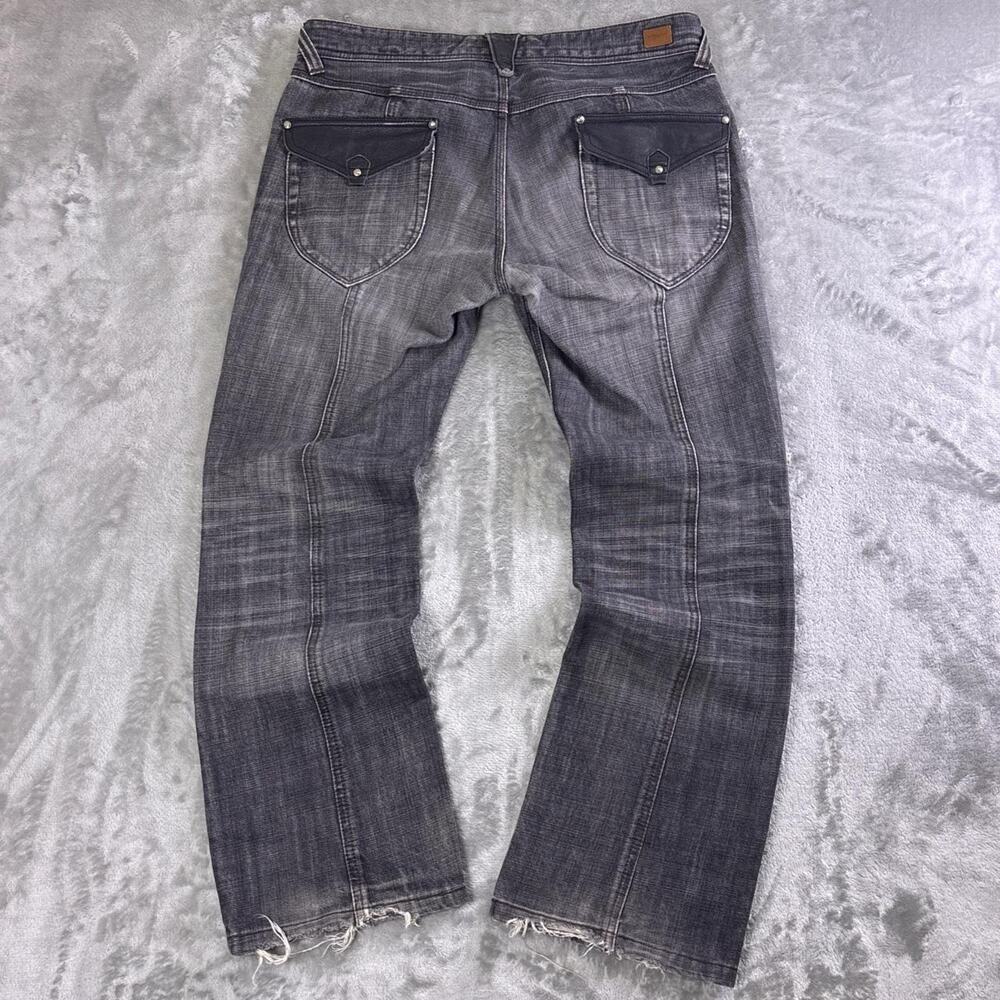 Nicole Club For Men Flare Jeans 34x29 Black Wash Distressed Y2K Denim